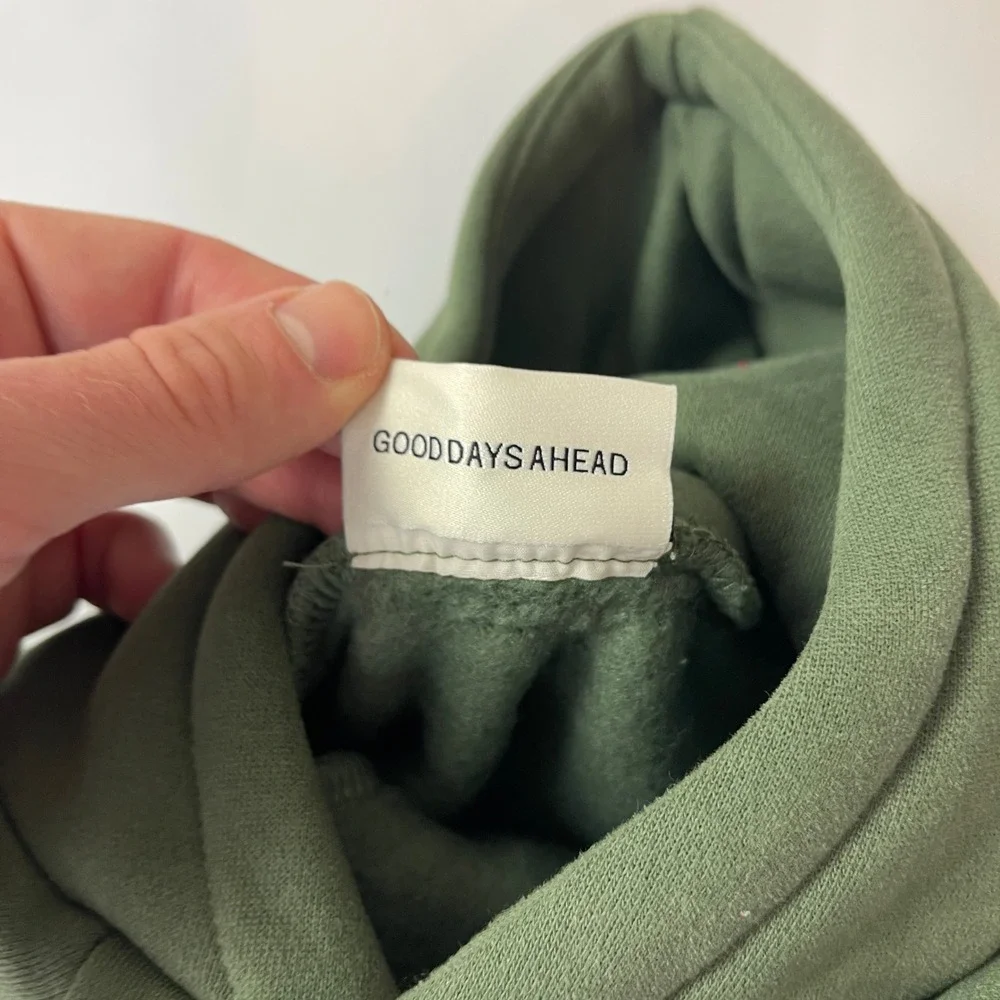 Comfrt Dog Hoodie Medium Green Fleece Pet Sweatshirt Good Days Ahead